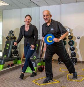 Lesley Bell and patient during a cognitive fitness class