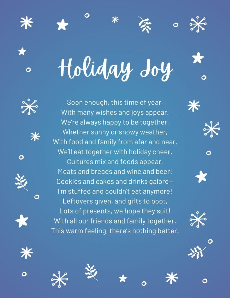 Memory Care poem: "Holiday Joy"