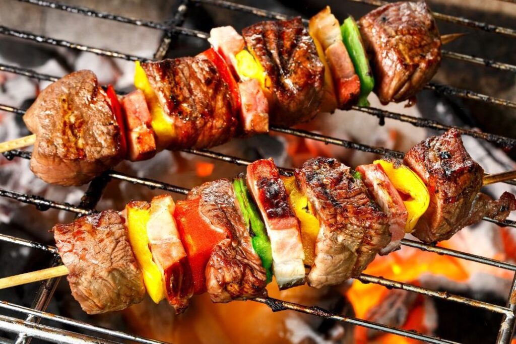 Kabobs on the grill for the 4th of July.