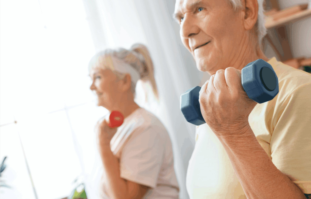 Senior citizens exercising