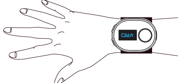 Illustration of a hand and a cala wristband