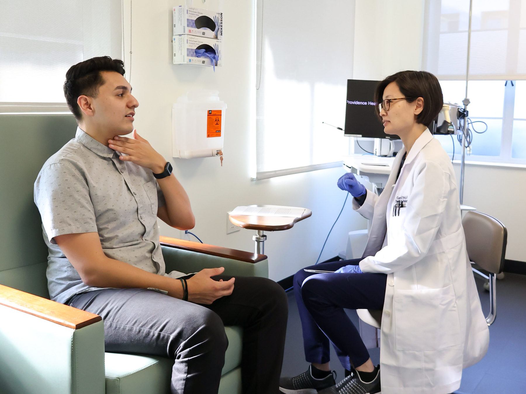 Carol Park with Patient, Speech-Language Pathology Program at Pacific Neuroscience Institute