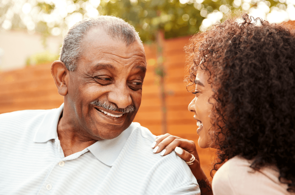 Couple laughing with one another
