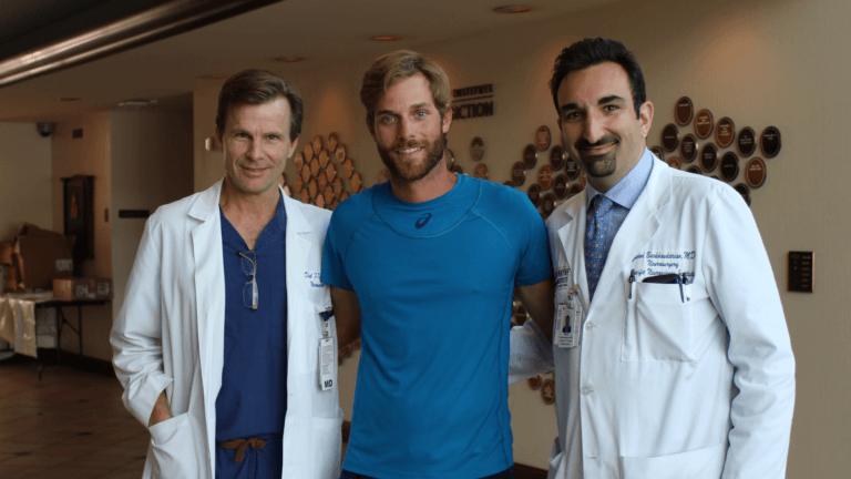 Sebastien Jacques with Dr. Barkhoudarian and Dr. Kelly at Pacific Neuroscience Institute
