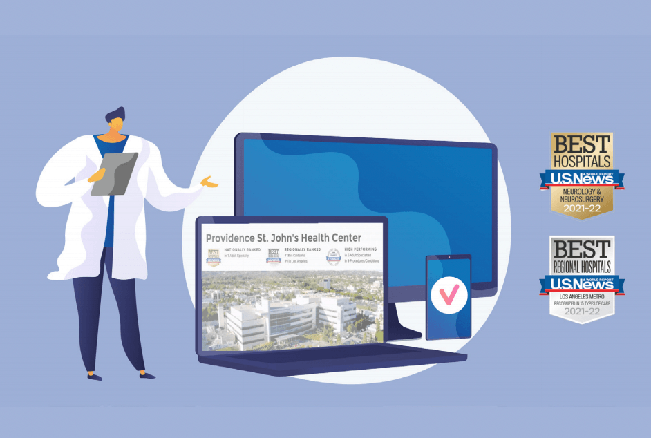 Illustration of a doctor next to digital screens