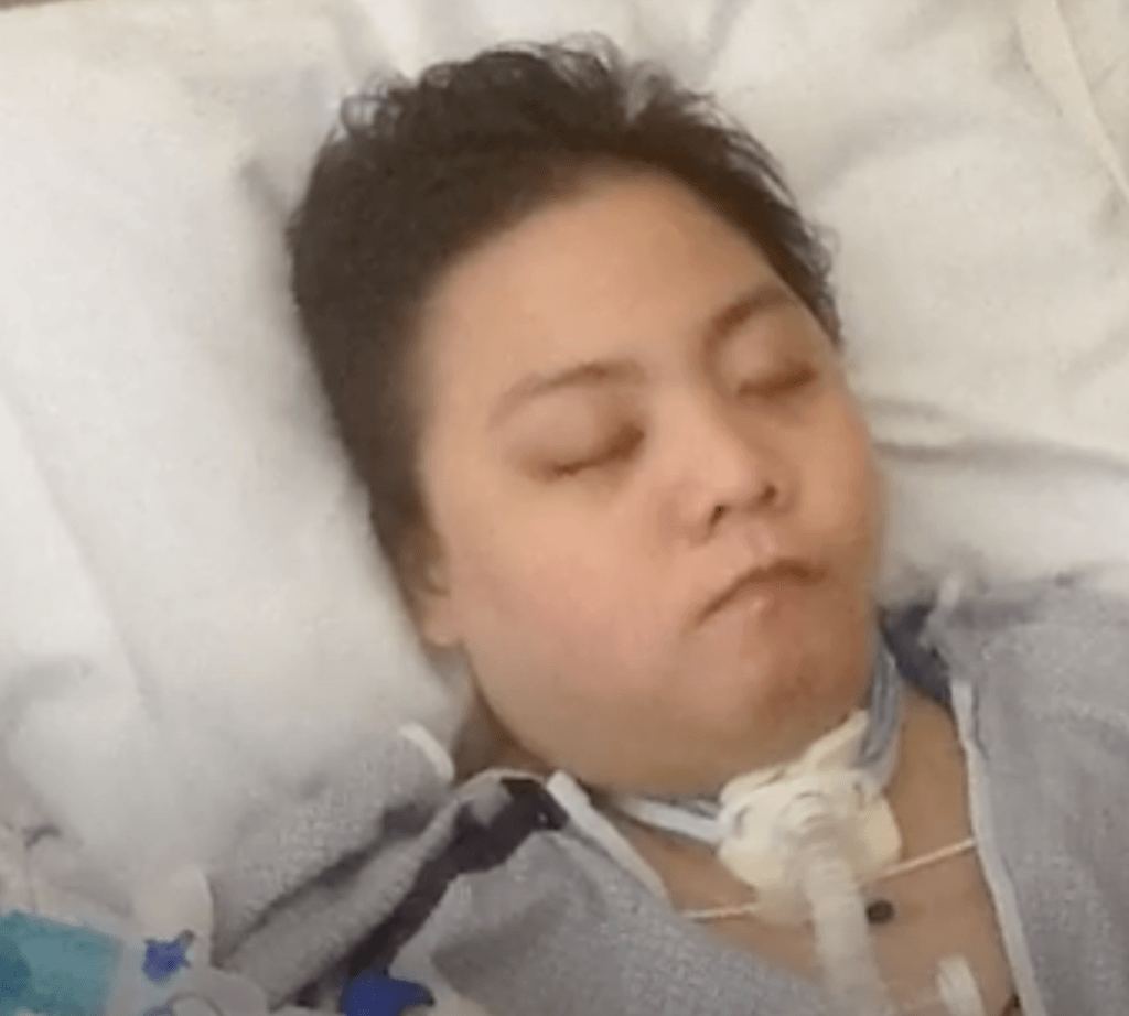 Jill in the hospital on a ventilator