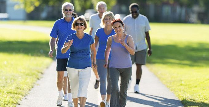 group of seniors walking together