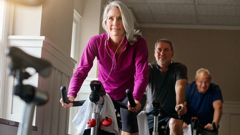 group of seniors exercising together