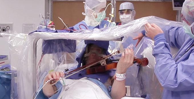 patient with violin in surgery