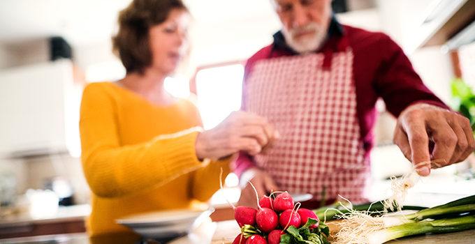 couple preparing food together