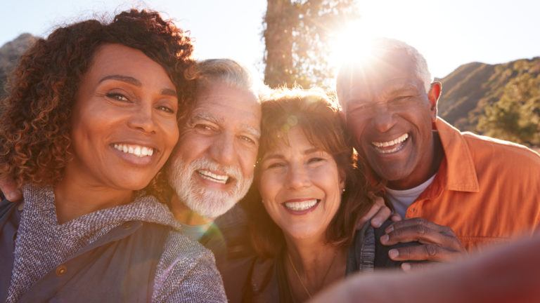 Pov,Shot,Of,Senior,Friends,Posing,For,Selfie,As,They