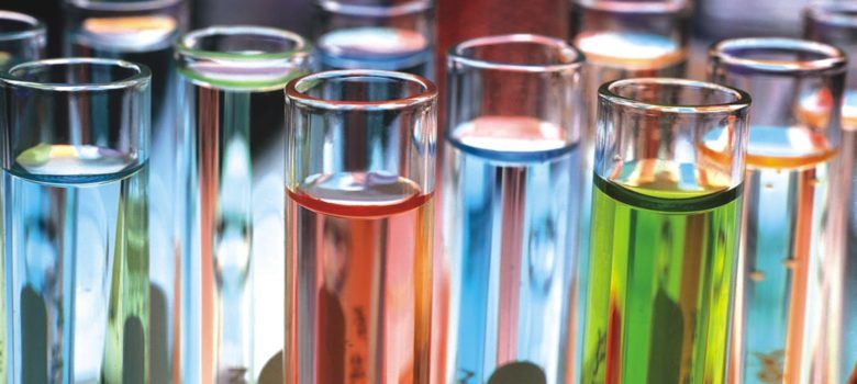 test tubes of colorful liquid