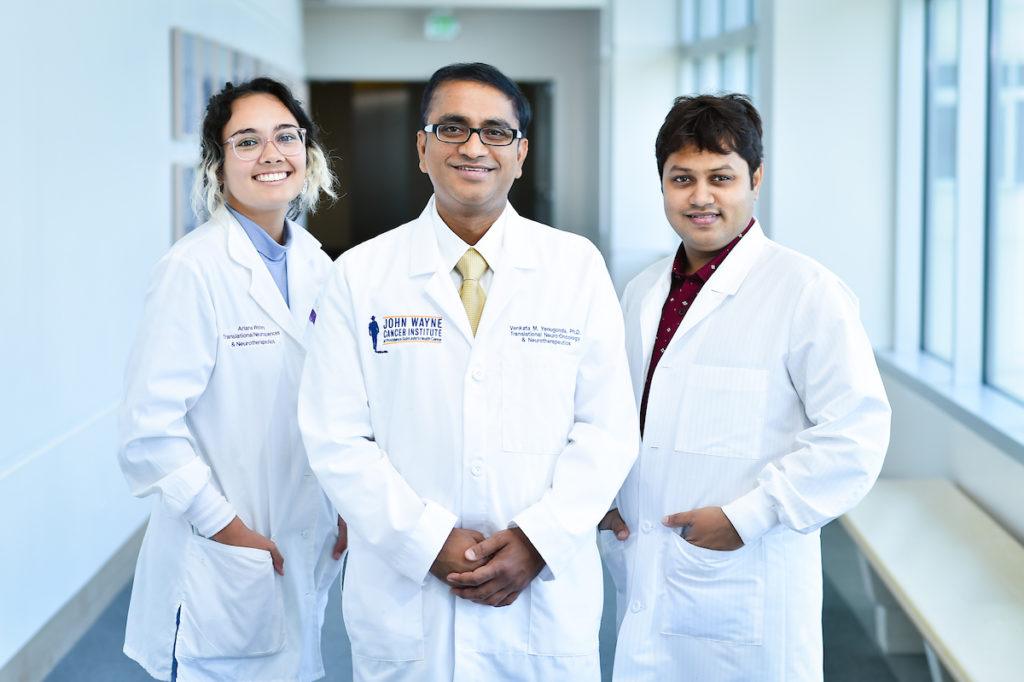 Research Associate Ariana Waters, Venkata Yenugonda, PhD, and Postdoctoral Fellow Anubhab Mukherjee, PhD